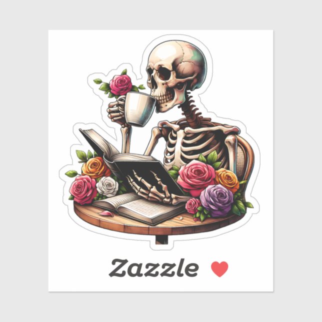 Forever a Reader Botanical Bookish Skeleton Lover Sticker (Sheet)