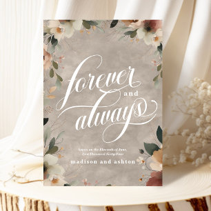Forever & Always Boho Beige Floral Wedding Announcement