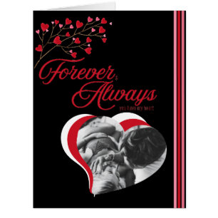 Forever & Always I love You add name photo Black Cards