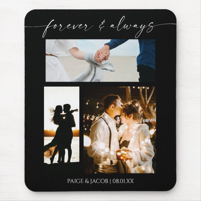 Forever & Always Modern Picture Photo Collage Mouse Pad (Front)