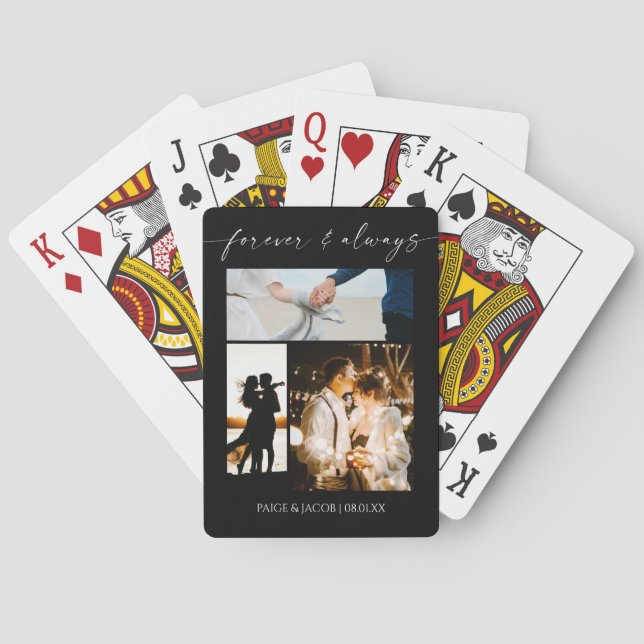 Forever & Always Modern Picture Photo Collage Poker Cards (Back)