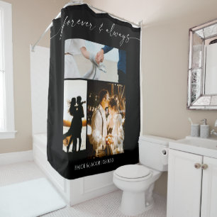 Forever & Always Modern Picture Photo Collage Shower Curtain