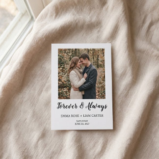 Forever & Always Modern Simple Script Wedding Card