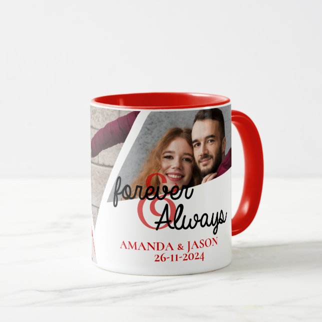Forever & Always Multi Photo Collage Anniversary Mug (Front Right)
