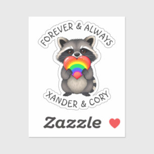 Forever & Always Personalized LGBTQ Raccoon Sticker