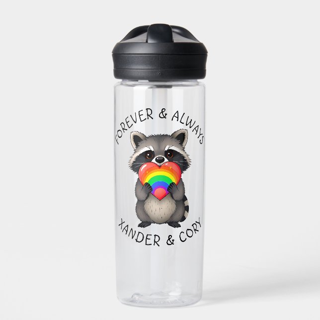 Forever & Always Personalized  | LGBTQ Raccoon Water Bottle (Front)