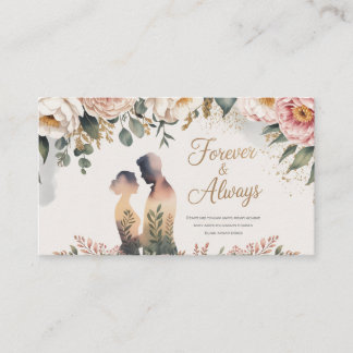 Forever & Always – Romantic Botanical Silhouette Business Card
