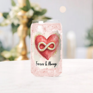 Forever & Always - Romantic Heart & Infinity Can Glass