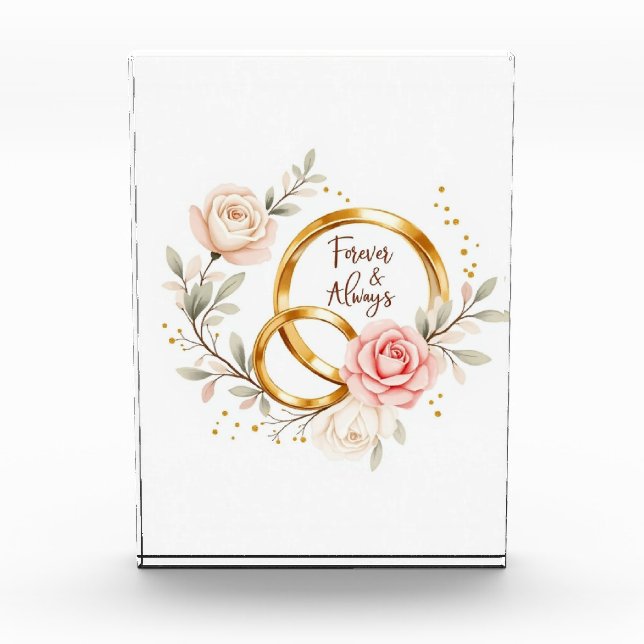 Forever & Always – Romantic Wedding Rings Art Acrylic Award (Front)