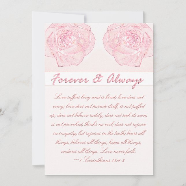 Forever & Always Rose Scripture Wedding Invitation (Front)