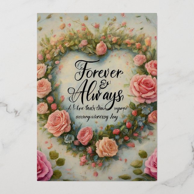 Forever Always Wedding Anniversary Foil Invitation (Front)