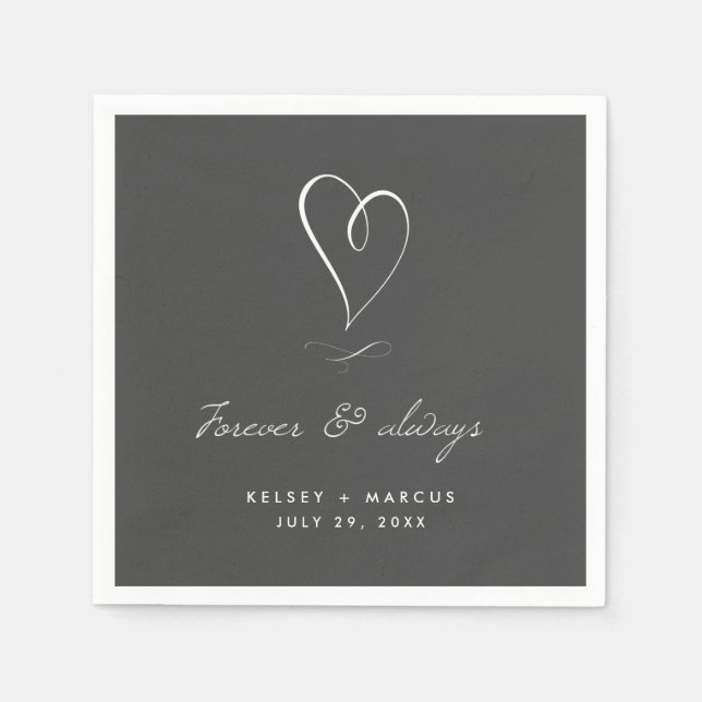 Forever & Always Wedding Engagement | Charcoal Napkins (Front)