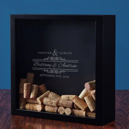 Forever  Always Wine Cork Wood Shadow Box