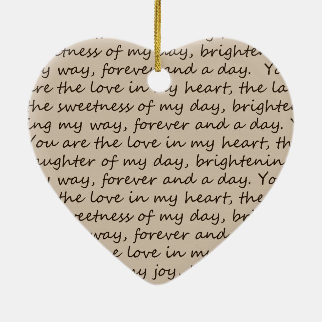 Forever and A Day Poem Ceramic Ornament (Back)