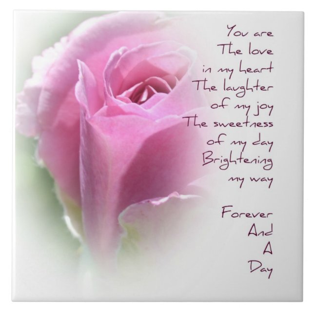 Forever and A Day Rose Poem Ceramic Tile (Front)