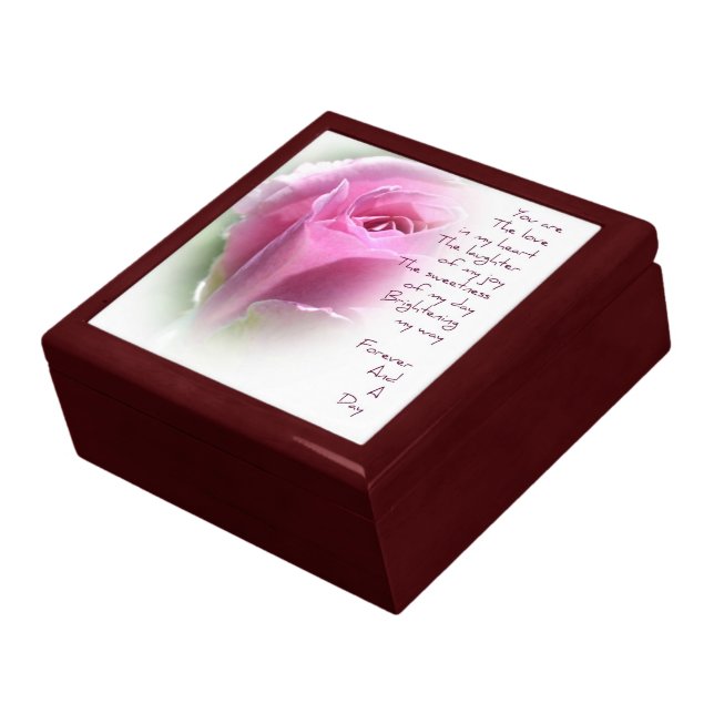 Forever and A Day Rose Poem Mahogany Jewelry Box (Side)