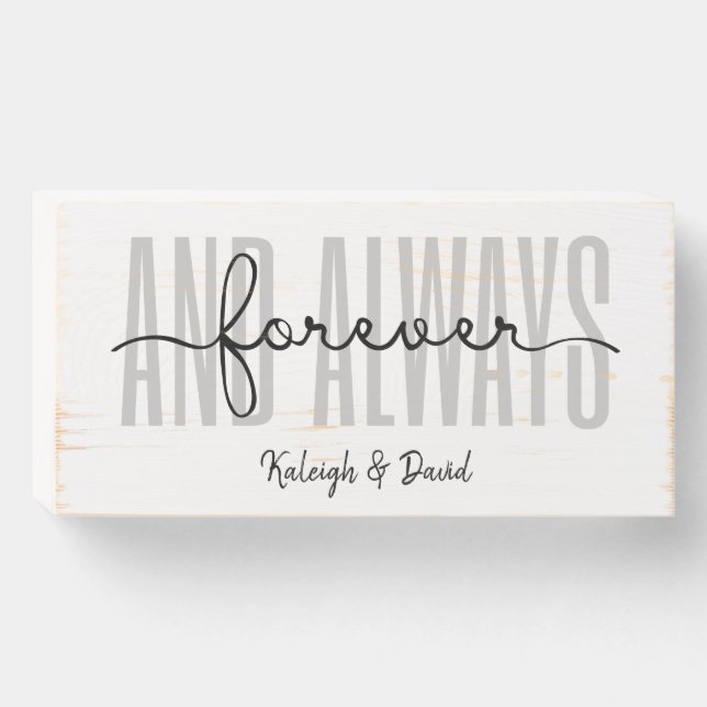 Forever and Always Custom Wedding Wooden Box Sign (Front Horizontal)
