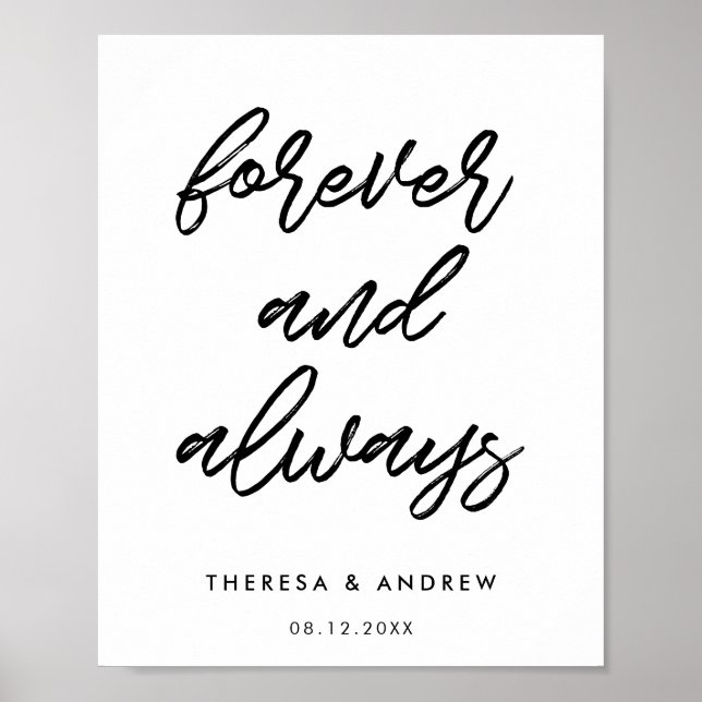 Forever and always Modern typography wedding sign (Front)