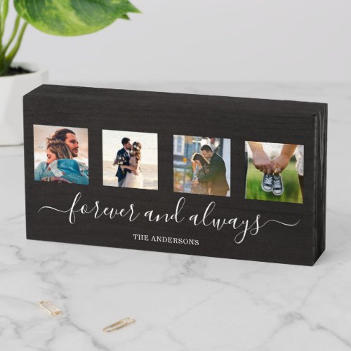 Forever and Always Photo Collage Couples Wooden Box Sign
