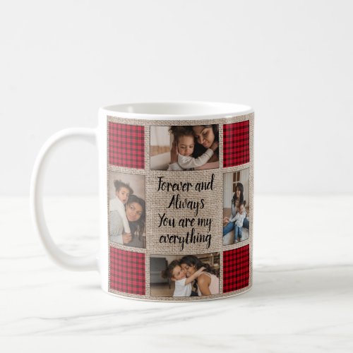 Forever and Always Rustic Burlap Buffalo Plaid Coffee Mug