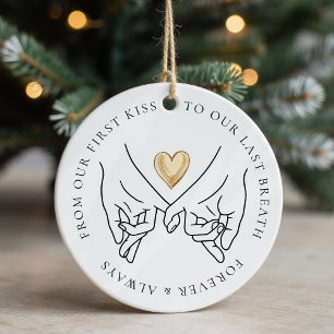 Forever and Always Wedding Anniversary Photo Ceramic Ornament