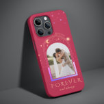 FOREVER AND ALWAYS Wedding Magenta Celestial Photo Case-Mate iPhone 14 Case<br><div class="desc">FOREVER AND ALWAYS Wedding Magenta Celestial Photo Personalized Name Smart Phone iPhone Case features the sun, moon and stars with your favorite picture on a magenta background and personalized with your name and custom text or "Forever and always" in modern gold calligraphy script typography. PHOTO TIP: center your photo before...</div>