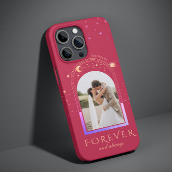 Forever And Always Wedding Magenta Celestial Photo Case-mate Iphone 14 Case by EvcoStudio at Zazzle