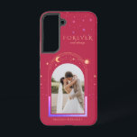 FOREVER AND ALWAYS Wedding Magenta Celestial Photo Samsung Galaxy S22 Case<br><div class="desc">FOREVER AND ALWAYS Wedding Magenta Celestial Photo Personalized Name Smart Phone Samsung Galaxy Case features the sun, moon and stars with your favorite picture on a magenta background and personalized with your name and custom text or "Forever and always" in modern gold calligraphy script typography. PHOTO TIP: center your photo...</div>