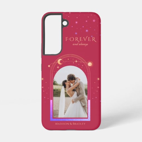FOREVER AND ALWAYS Wedding Magenta Celestial Photo Samsung Galaxy S22 Case