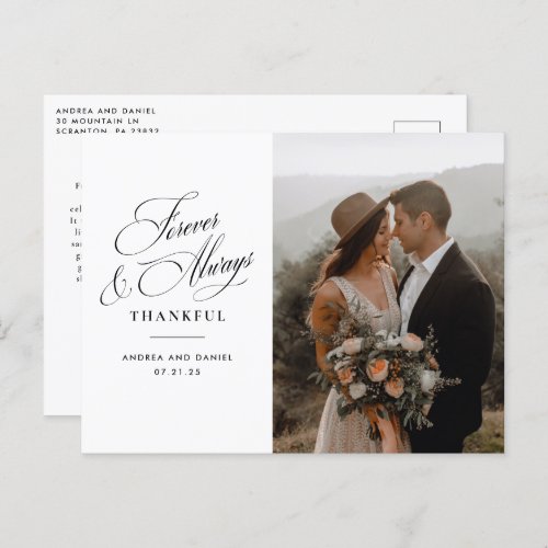 Forever and Always Wedding Thank You  Postcard
