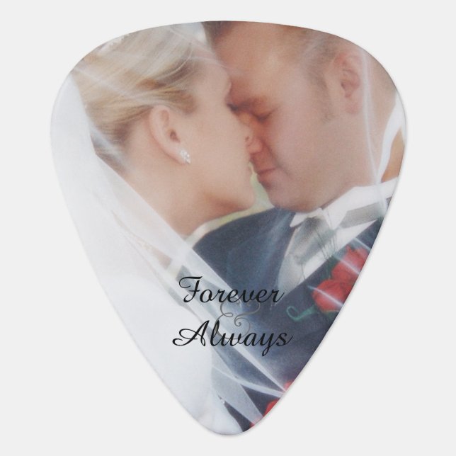 Forever and Always Your Wedding Photo Guitar Pick (Front)
