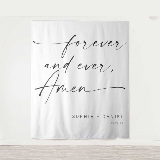 Forever And Ever, Amen Wedding Quote Backdrop Zazzle