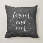 Forever and Ever Cushion<br><div class="desc">Delicate floating seeds and ribbon script on a soft chalkboard background accent this cushion. Forever and ever, reminds us of dandelion wishes, romantic dreams and fairytale endings, making it perfect for the newlyweds or wedding sweetheart table. Scroll down to see other coordinating cushions.</div>