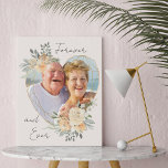 Forever and Ever Golden Wedding Heart Shaped Photo Faux Canvas Print<br><div class="desc">Custom Photo Canvas displaying your favorite photo in a geometric heart shaped gold frame. The frame is decorated with watercolor bouquets of cream and apricot flowers. It is lettered with the wording "forever and ever" in elegant casual, handwritten script on a neutral, almond white background, all of which you can...</div>