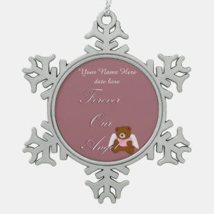 Forever Angel, Pregnancy and Infant loss, Pink Snowflake Pewter Christmas Ornament