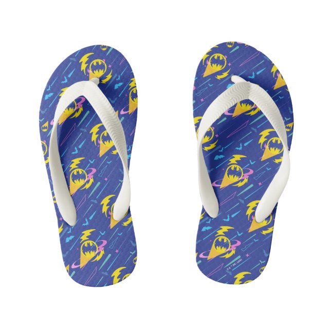 Forever Batman Bat Signal Pattern Kid's Flip Flops (Footbed)