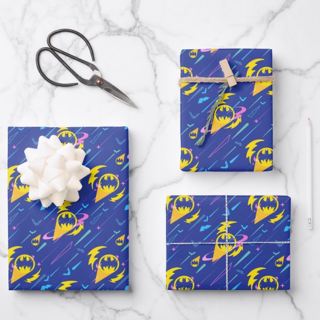 Forever Batman Bat Signal Pattern Wrapping Paper Sheets (Front)