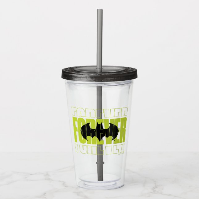 Forever Batman Typography Symbol Graphic Acrylic Tumbler (Front)