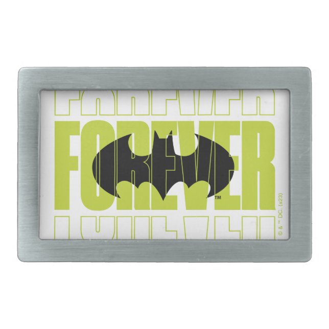 Forever Batman Typography Symbol Graphic Belt Buckle (Front)