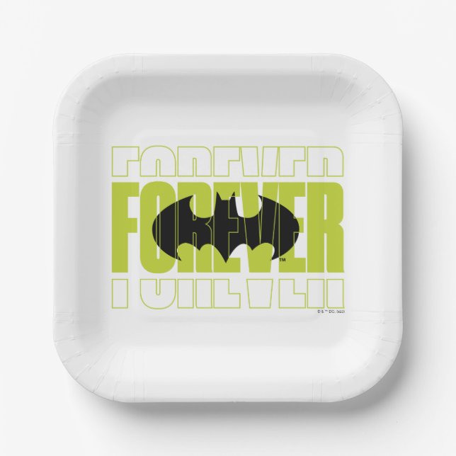 Forever Batman Typography Symbol Graphic Paper Plates (Front)