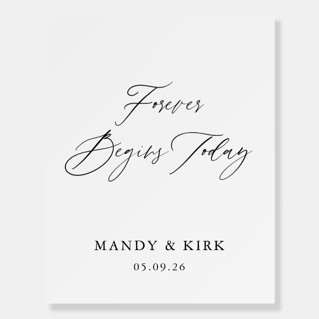 Forever Begins Today Wedding Sign | Personalized  (Front)