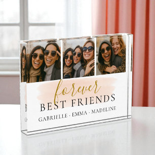 Forever Best Friends Keepsake 3 Photo Collage Acrylic Award