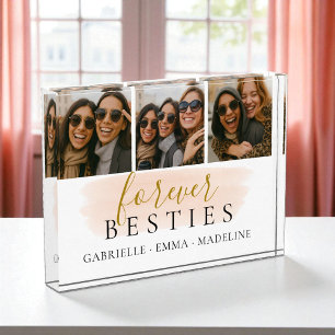 Forever Besties Friends Keepsake 3 Photo Collage Acrylic Award