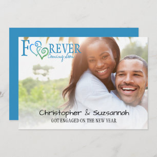 FOREVER Blue Green Linked Hearts Engagement Announcement