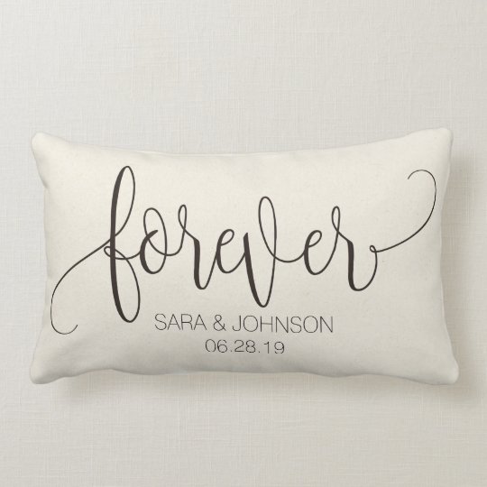 Forever, Calligraphy, Personalized Wedding Gift Lumbar Pillow