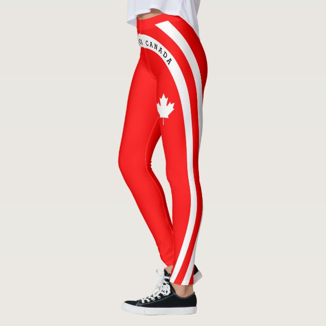 FOREVER CANADA (white maple on red) Leggings (Left)