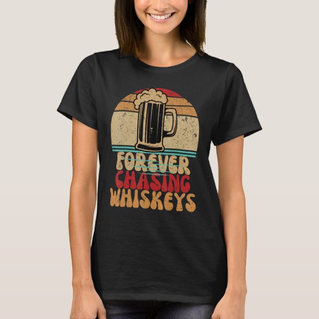 Forever Chasing Sunset Retro  Beer  Groovy T-Shirt (Front)