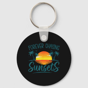 Forever Chasing Sunset Sunshine Summer Beach Keychain
