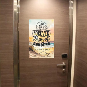 Forever Chasing Sunsets Couples Cruise Door Magnetic Dry Erase Sheet