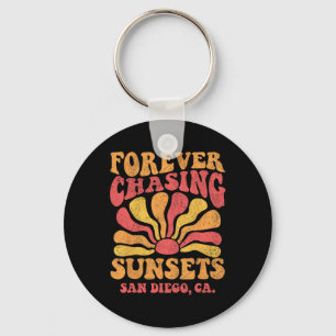Forever Chasing Sunsets San Deigo Beach California Keychain